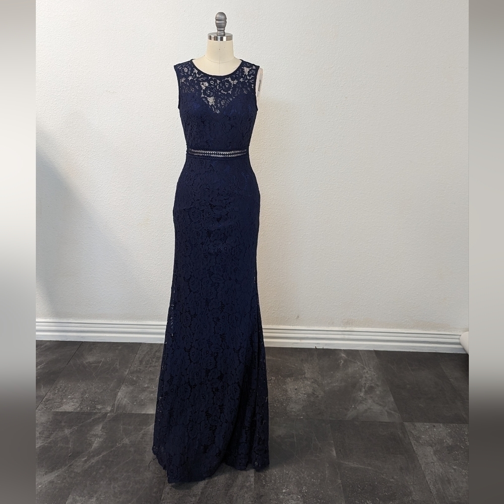 Lulus Music of the Heart Lace Mermaid Dress Navy Blue S wedding evening formal